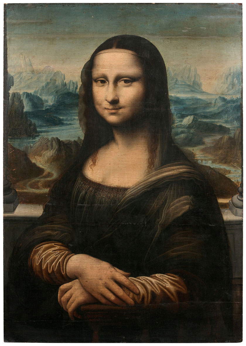 École française, Mona Lisa, par Léonard de Vinci (vers 1600 ; huile sur panneau, 74 x 52 cm)
