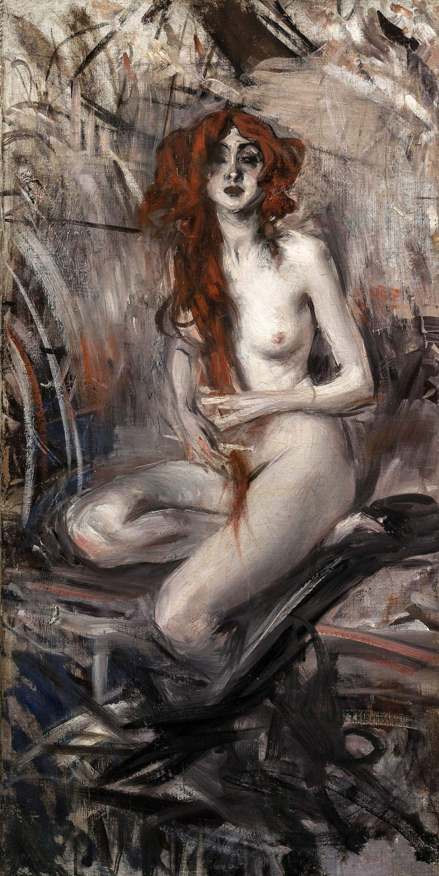 Giovanni Boldini, Donna che si pettina i capelli (Collezione privata) Giovanni Boldini, Donna che si pettina i capelli (Collezione privata)