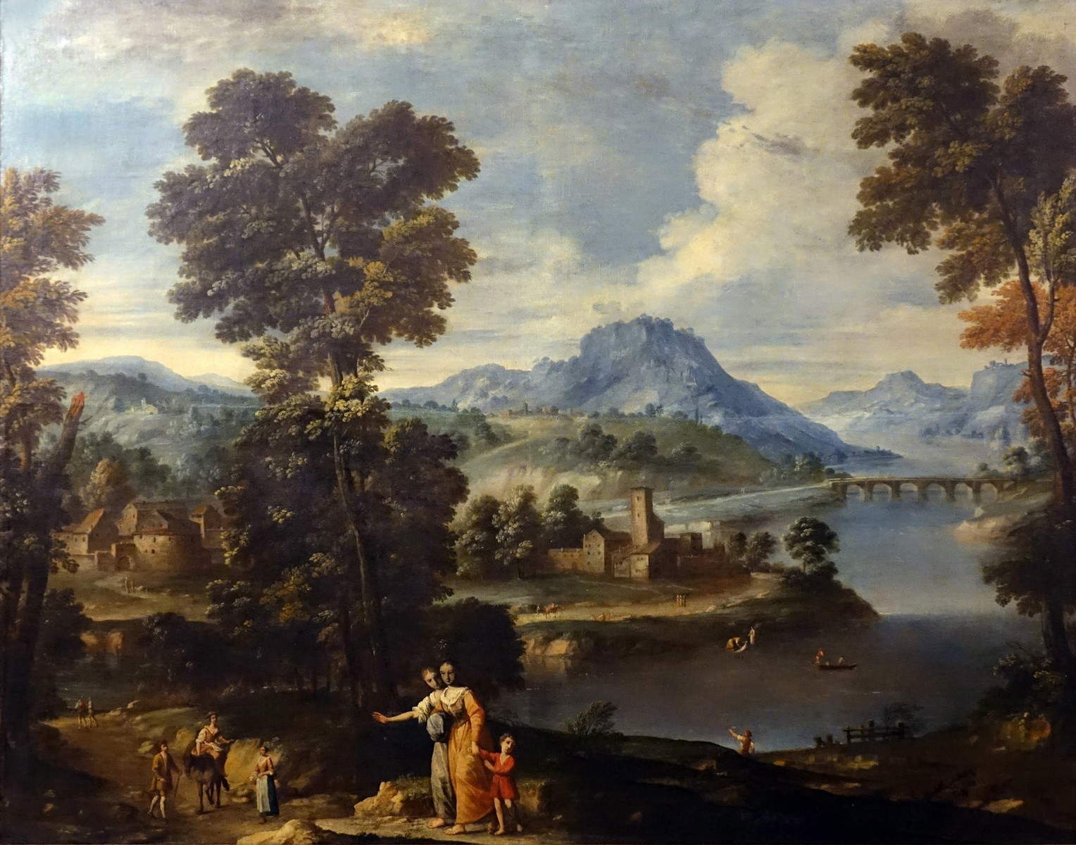 Giuseppe Zola, Paesaggio fluviale con lavandaie e un bambino (olio su tela, 163 x 203 cm) Giuseppe Zola, Paesaggio fluviale con lavandaie e un bambino (olio su tela, 163 x 203 cm)