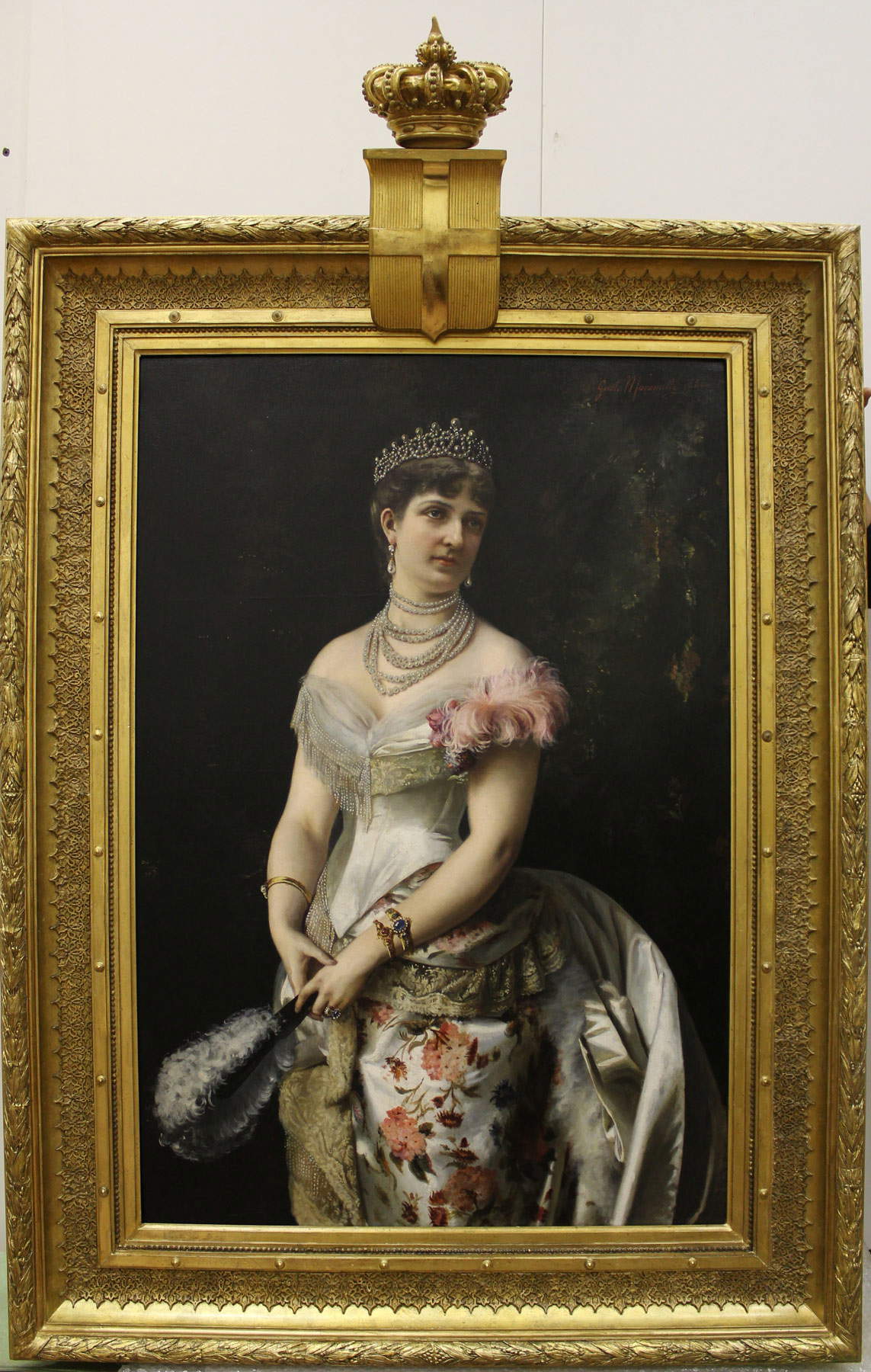 Gustavo Mancinelli, Porträt der Königin Margherita (1886; Öl auf Leinwand; Rom, Palazzo del Quirinale Generalsekretariat der Präsidentschaft der Republik)