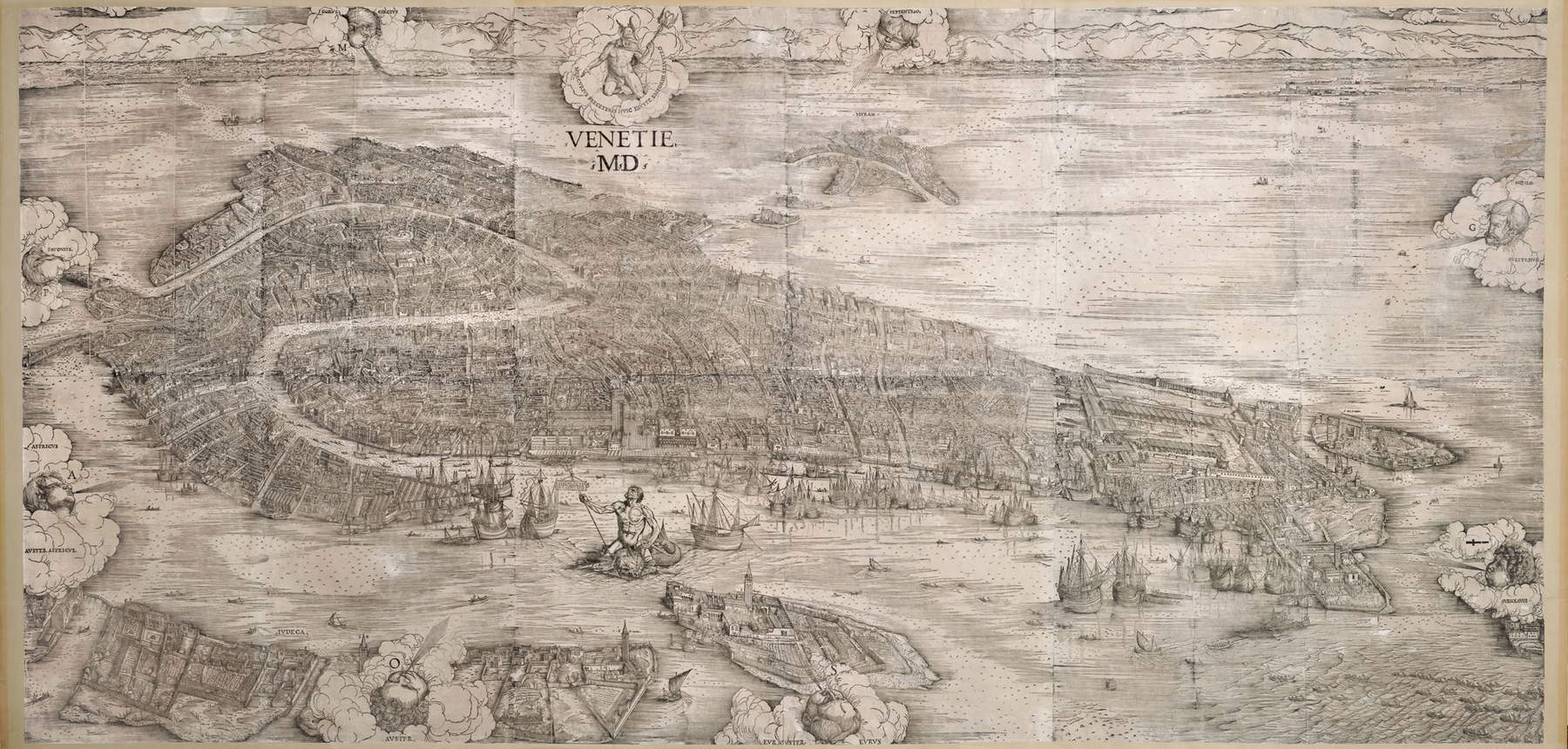 Jacopo de' Barbari, Venetie MD Venezia (segunda mitad del siglo XVI [¿1838?]; xilografía de 12 hojas, 1350 x 2820 mm; Archivo del Patrimonio Artístico de la Colección Intesa Sanpaolo) Foto &copy; Valter Maino