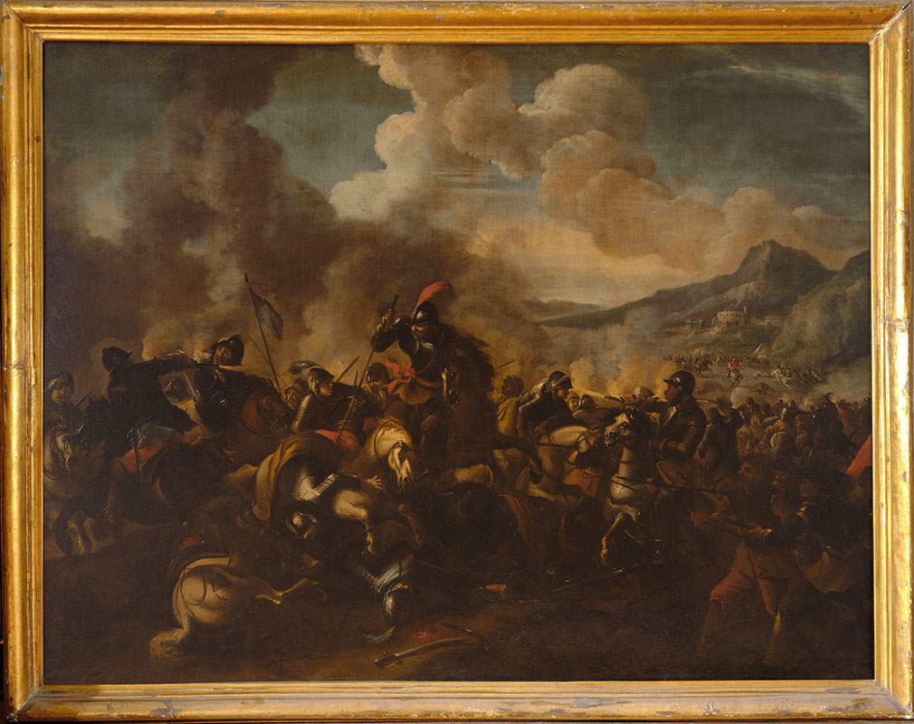 Jacques Courtois detto il Borgognonge, Battaglia di cavallerie (seconda metà del XVII secolo; olio su tela, 174 x 233 cm; Firenze, Gallerie degli Uffizi) Jacques Courtois detto il Borgognonge, Battaglia di cavallerie (seconda metà del XVII secolo; olio su tela, 174 x 233 cm; Firenze, Gallerie degli Uffizi)