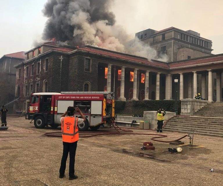 South Africa, fire devastates part of University of Cape Town library