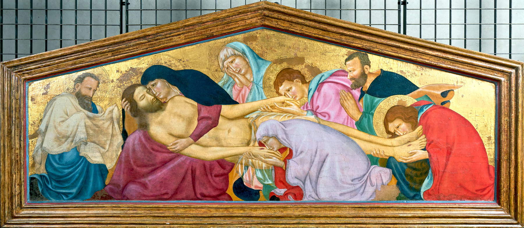 Lippo di Benivieni, Beweinung des toten Christus (um 1310; Tempera auf Tafel; Pistoia, Museo Civico) Lippo di Benivieni, Beweinung des toten Christus (um 1310; Tempera auf Tafel; Pistoia, Museo Civico)