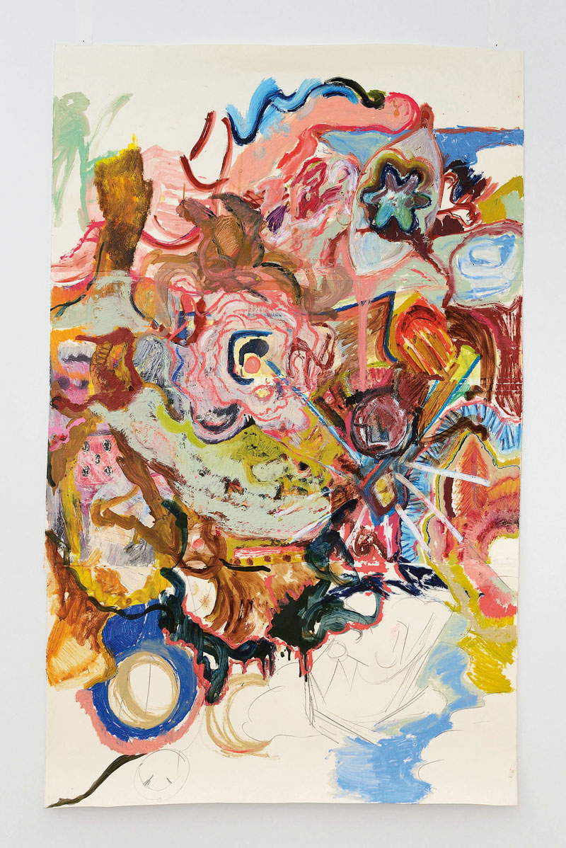 Pesce Khete, Untitled (2021; Pigment stick, graphite, silicone, oil paint and artist tape on cotton paper, 240 x 140 cm)
