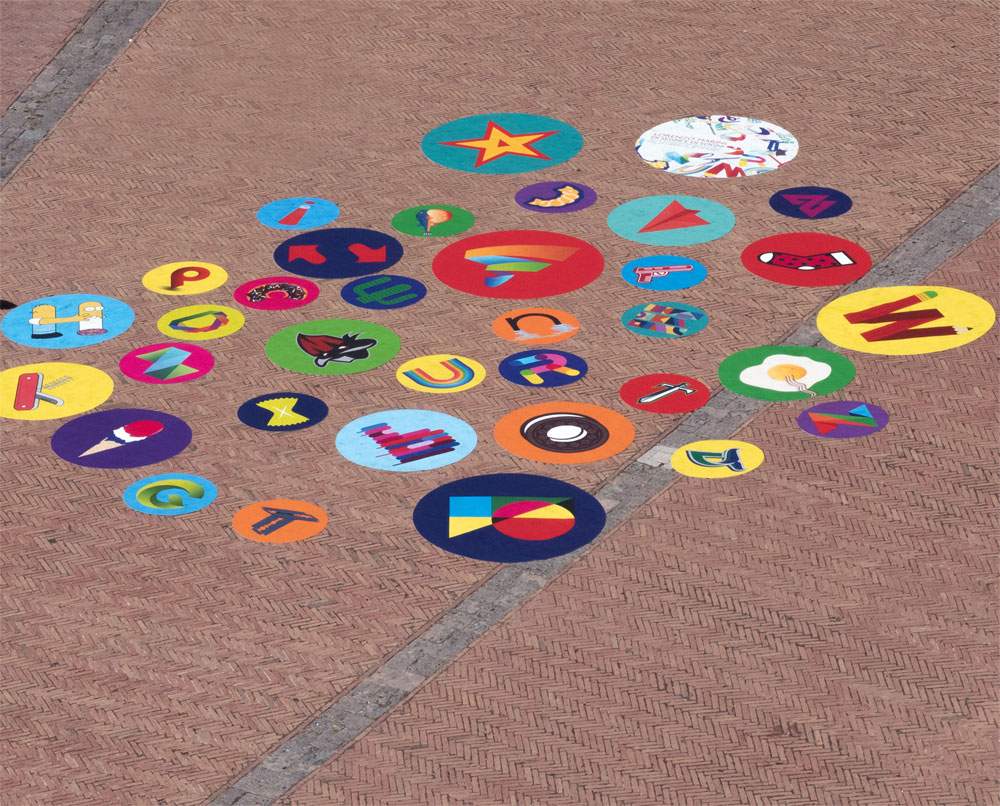 Siena, Piazza del Campo fills with artist Lorenzo Marini's colorful letters