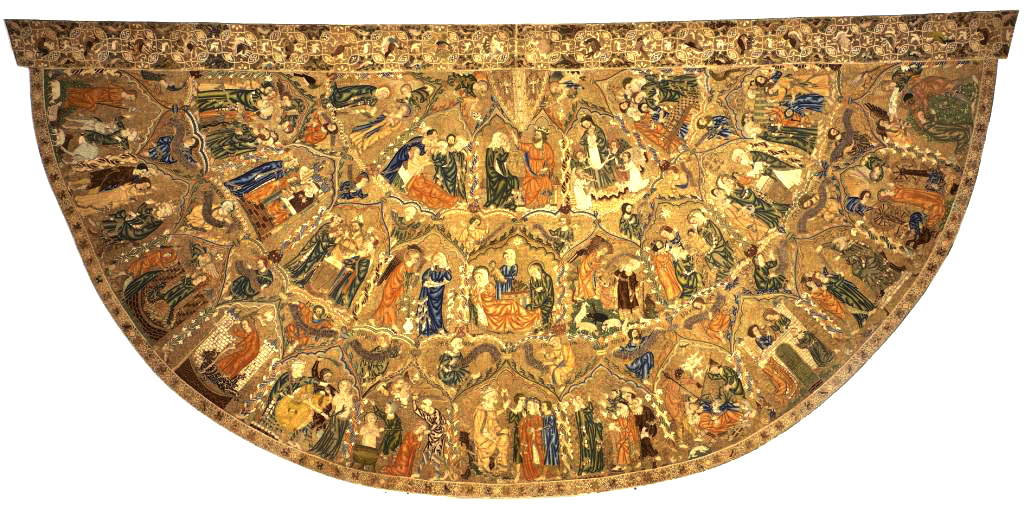 Manifattura inglese, Piviale di Pio II (1310-1330; opus anglicanum, lino ricamato con filo d’argento dorato e sete policrome; Pienza, Museo Diocesano - Palazzo Borgia) Manifattura inglese, Piviale di Pio II (1310-1330; opus anglicanum, lino ricamato con filo d’argento dorato e sete policrome; Pienza, Museo Diocesano - Palazzo Borgia)
