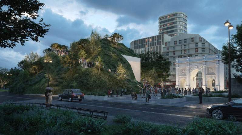 London, a temporary, scenic hill will rise near Hyde Park