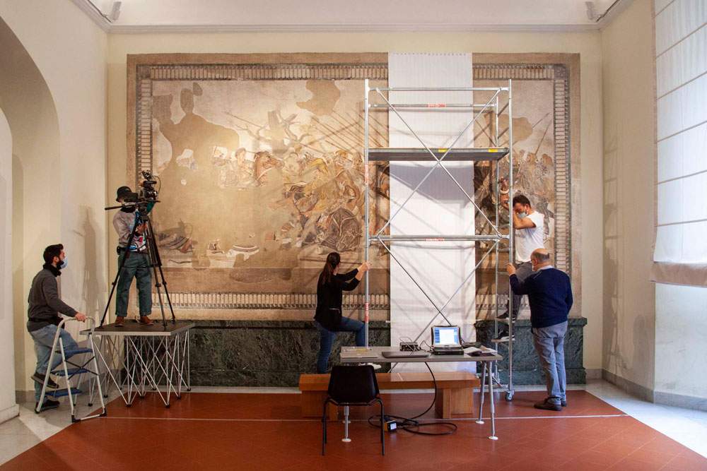 MANN, restoration of the great mosaic of the Battle of Isso kicks off