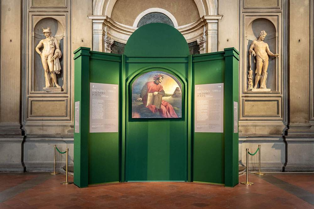 Bronzino's Allegorical Portrait of Dante on display in the Salone dei Cinquecento