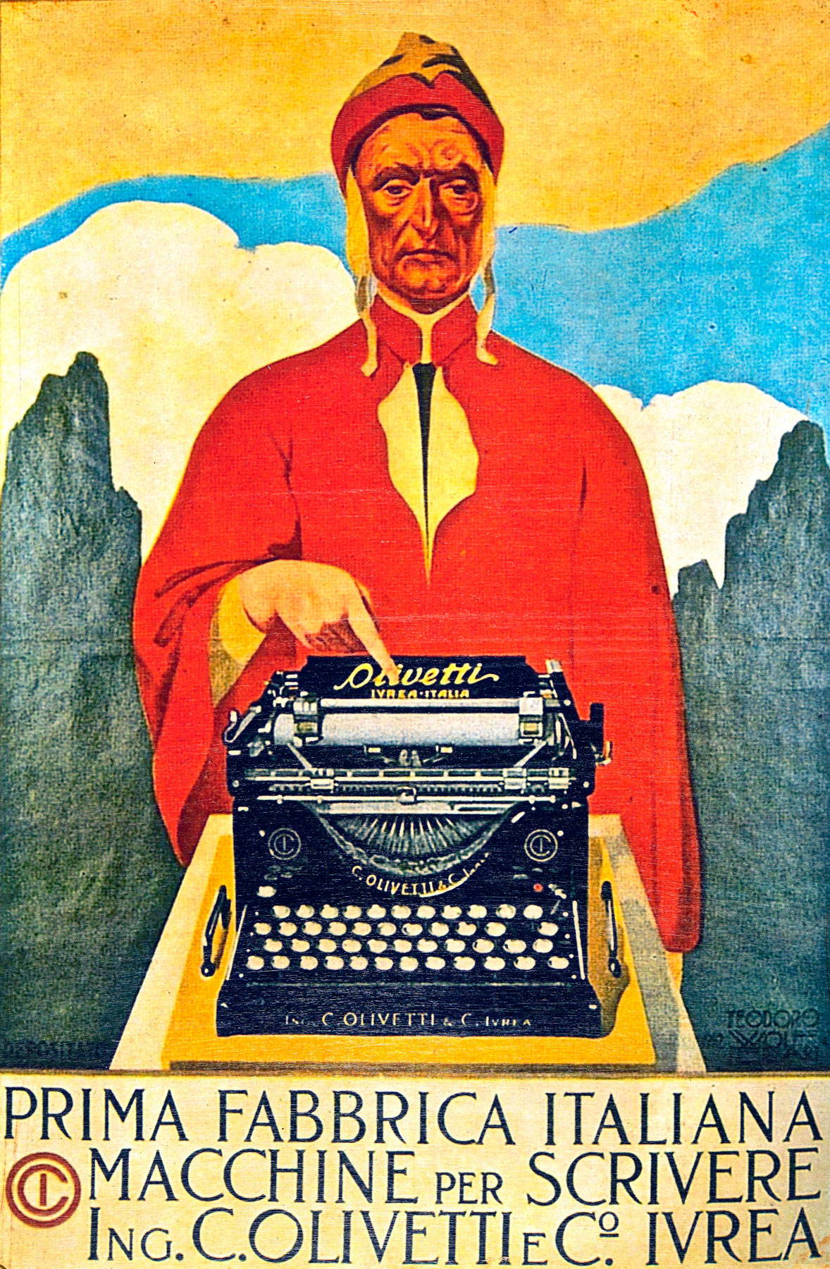 Teodoro Wolf Ferrari, Affiche Olivetti M1 (1912; manifesto su carta, 32,6 x 21,8 cm) Teodoro Wolf Ferrari, Affiche Olivetti M1 (1912; manifesto su carta, 32,6 x 21,8 cm)