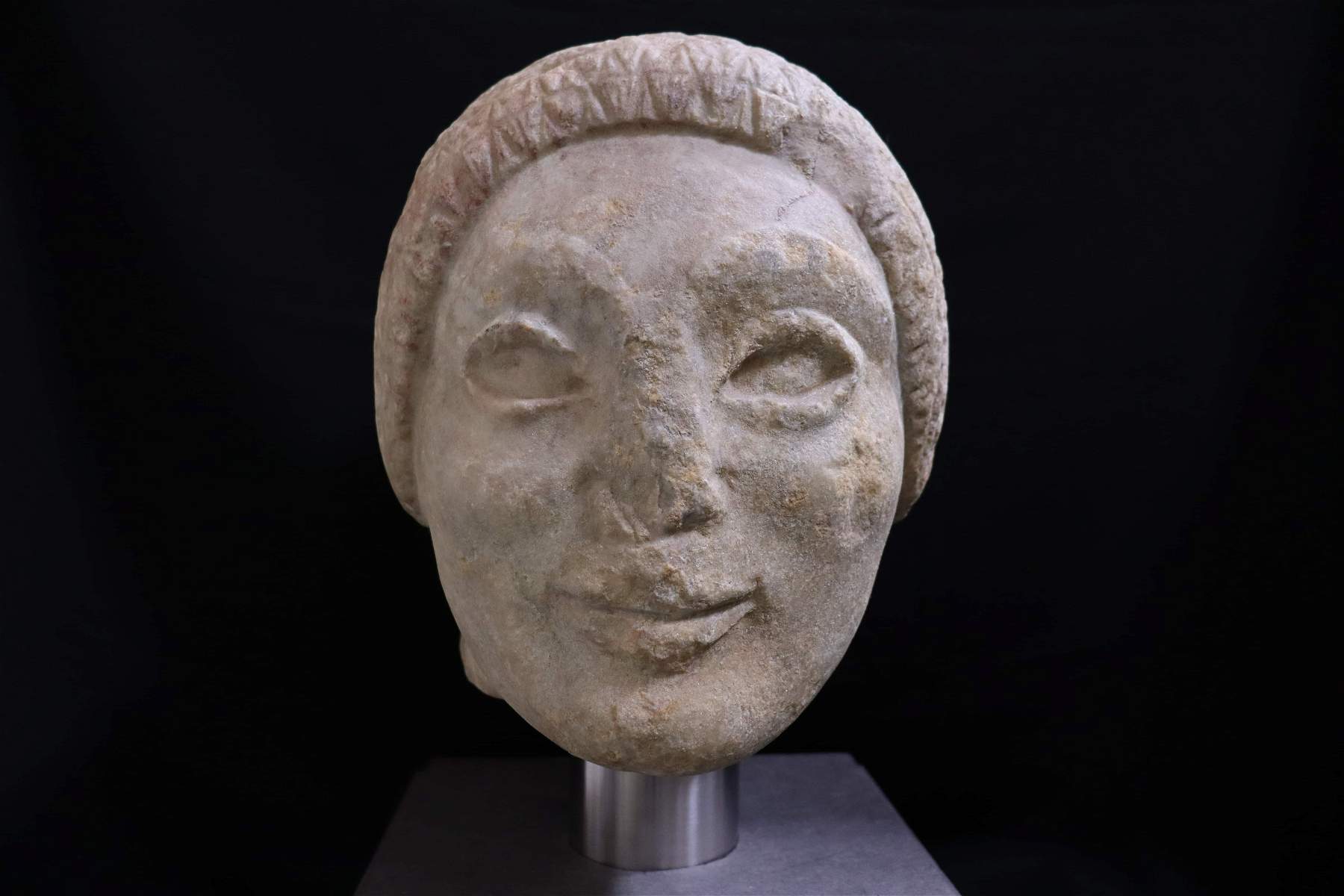 Florence, restored Lorenzini's Head, a masterpiece of Etruscan sculpture