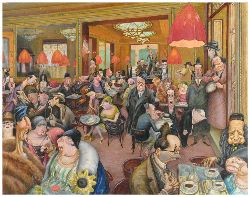 Umberto Tirelli, Caffè San Pietro (1928 ; huile sur contreplaqué ; Modène, collection privée) Umberto Tirelli, Caffè San Pietro (1928 ; huile sur contreplaqué ; Modène, collection privée)
