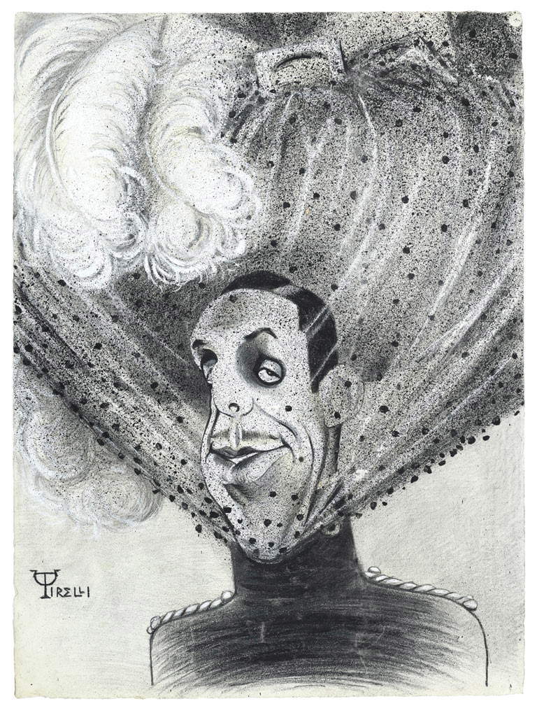 Umberto Tirelli, Vittorio De Sica (tempera et crayon gras sur papier, 590 x 440 mm ; Modène, Museo Civico, Donation Mauro Zanichelli) Umberto Tirelli, Vittorio De Sica (tempera et crayon gras sur papier, 590 x 440 mm ; Modène, Museo Civico, Donation Mauro Zanichelli)
