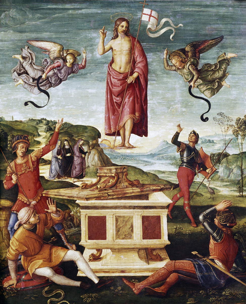 Rafael (atribuido), Resurrección (1501-1502; óleo sobre tabla, 52 x 44 cm; São Paulo, Museu de Arte de São Paulo)