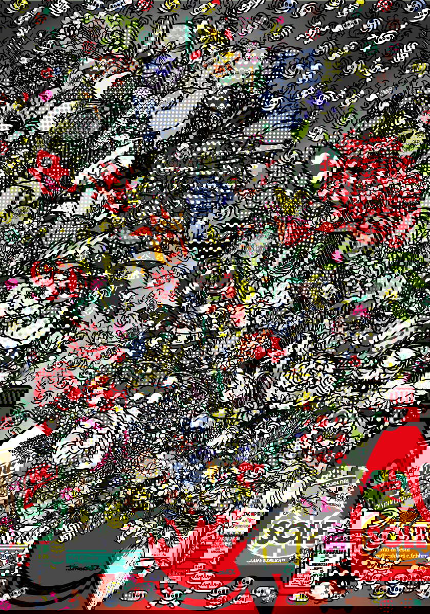 Tomoko Nagao, Flores según Jan Bruegel el Viejo con Amuchina, Aspirina, Wcnet, Louis Vuitton, Chanel, Tachipirina, Suela, Rinazina (2018; obra digital).
 Tomoko Nagao, Flores según Jan Bruegel el Viejo con Amuchina, Aspirina, Wcnet, Louis Vuitton, Chanel, Tachipirina, Suela, Rinazina (2018; obra digital).