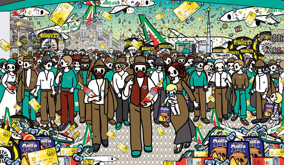 Tomoko Nagao, El Cuarto Estado con Motta, Campari, Pirelli, Armani, Prada, Chicco, Alitalia y Visa en la Piazza Duomo (2016; obra digital).
 Tomoko Nagao, El Cuarto Estado con Motta, Campari, Pirelli, Armani, Prada, Chicco, Alitalia y Visa en la Piazza Duomo (2016; obra digital).