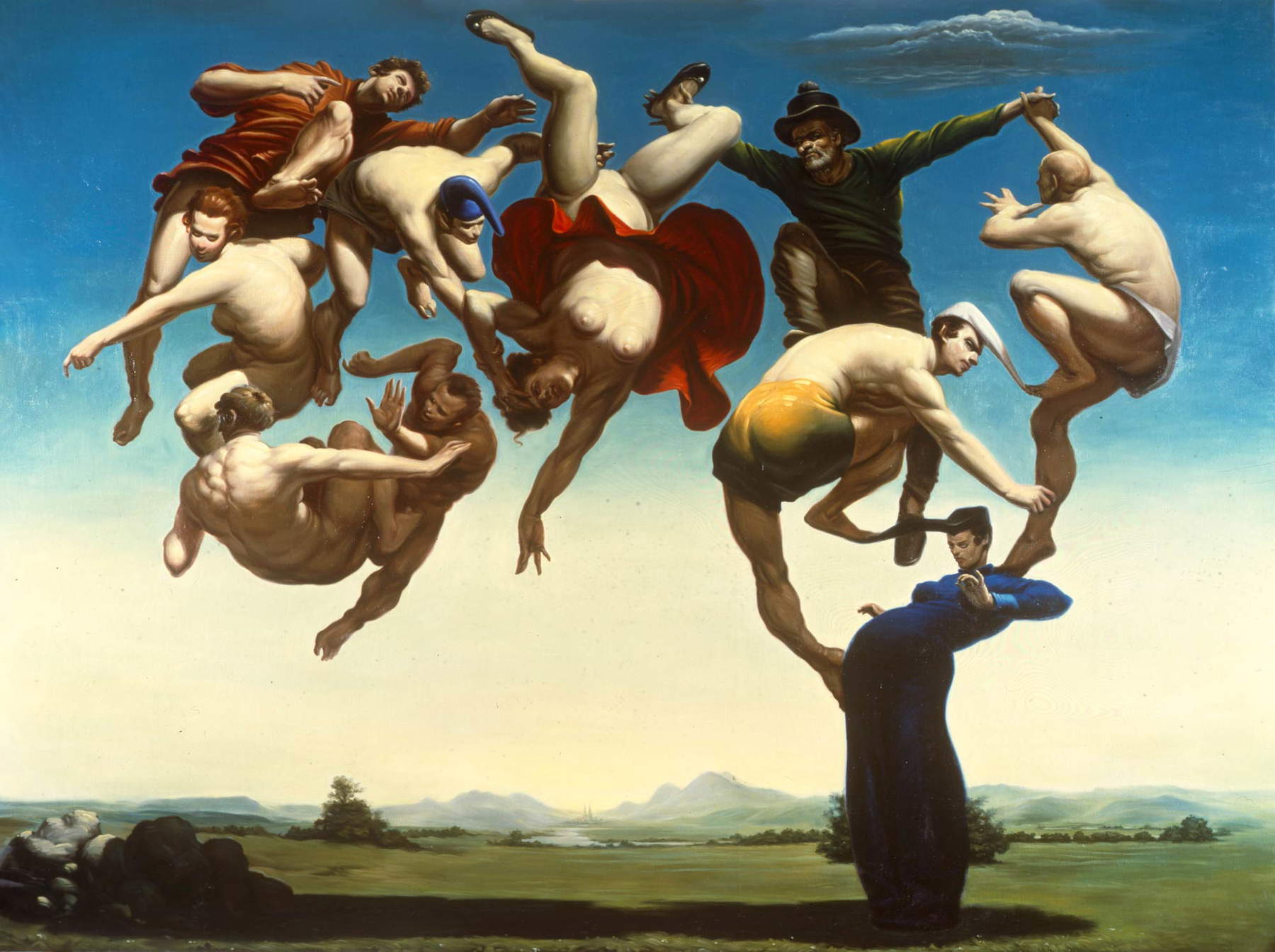 Wainer Vaccari, All'ombra delle cattedrali (1983; olio su tela, 300 x 400 cm; Germania, Collezione privata)
