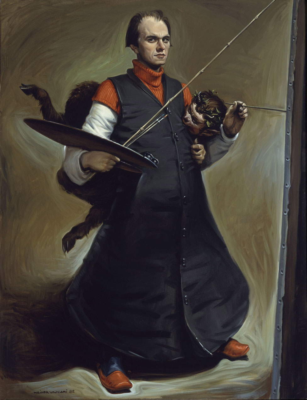 Wainer Vaccari, Autoritratto (1982; olio su tela, 180 x 140 cm; Collezione Ludovica Canetti Florenzi Serafini)
