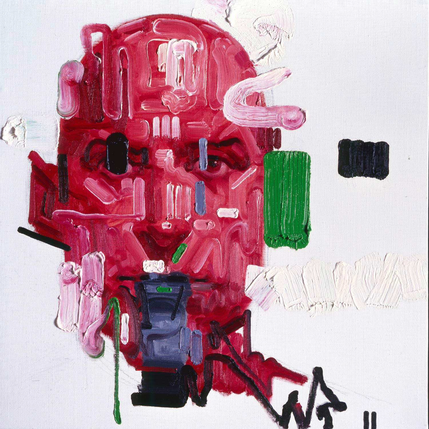 Wainer Vaccari, Testa (2002; olio su tela, 50 x 50 cm; Sassuolo, Collezioni comunali)
