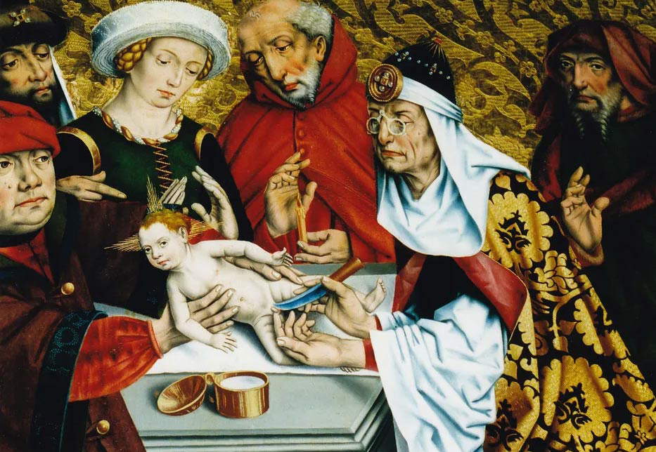 Friedrich Herlin, Beschneidung, Detail (1466; Öl auf Tafel; Rothenburg ob der Tauber, Stadtkirche St. Jakob) Friedrich Herlin, Beschneidung, Detail (1466; Öl auf Tafel; Rothenburg ob der Tauber, Stadtkirche St. Jakob)