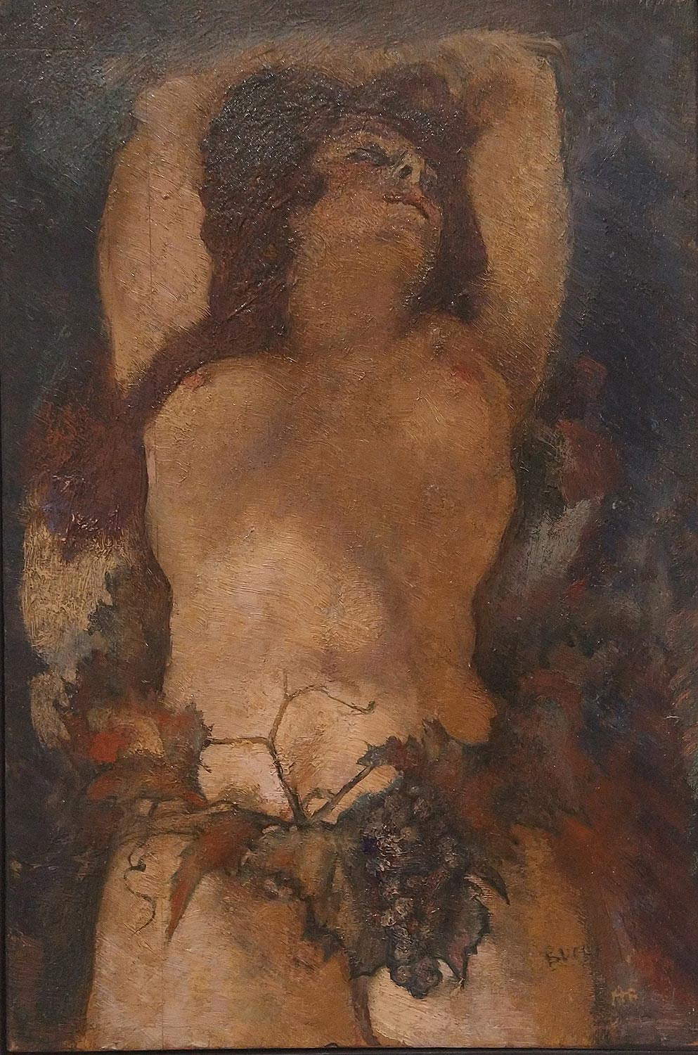 Anselmo Bucci, Baccante (1921; olio su tavola, 30 x 21 cm; Collezione privata) Anselmo Bucci, Baccante (1921; olio su tavola, 30 x 21 cm; Collezione privata)