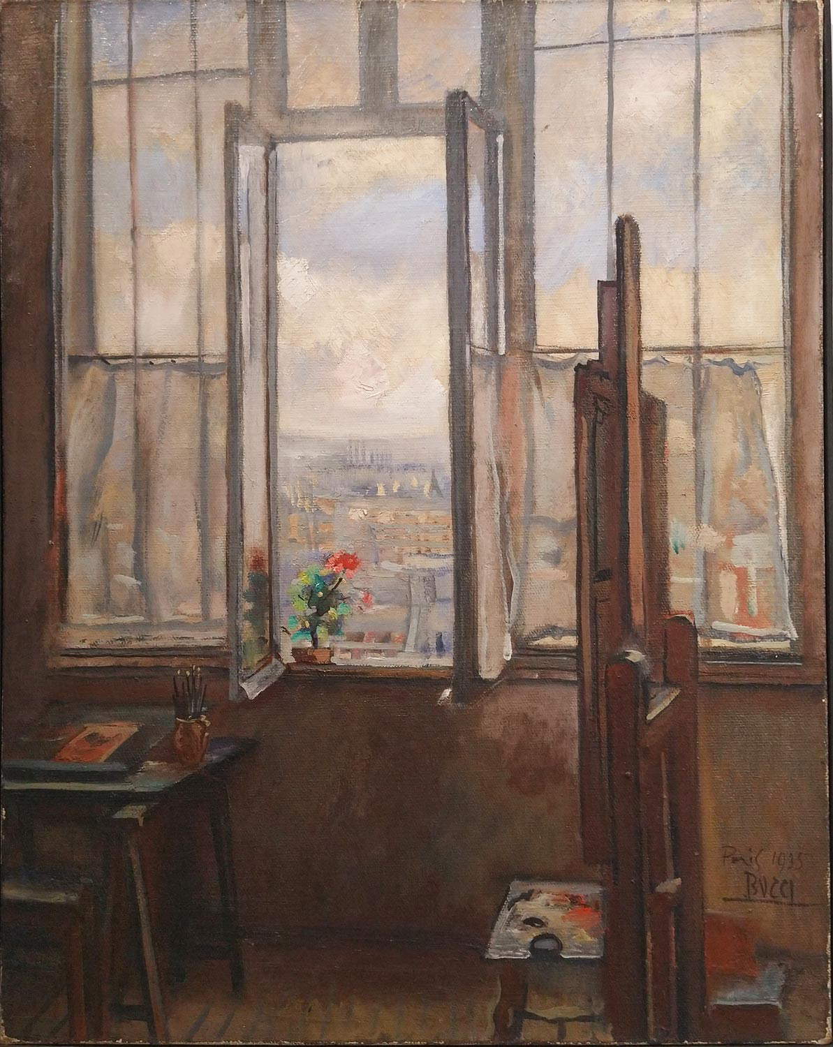 Anselmo Bucci, Il mio studio a Parigi (1935; olio su tela, 92 x 73 cm; Collezione privata) Anselmo Bucci, Il mio studio a Parigi (1935; olio su tela, 92 x 73 cm; Collezione privata)