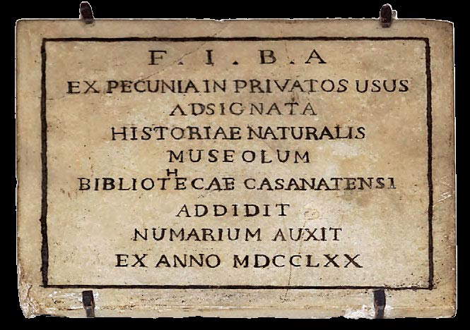 Marmortafel zur Erinnerung an das von Pater Audiffredi eingerichtete Museolum Marmortafel zur Erinnerung an das von Pater Audiffredi eingerichtete Museolum