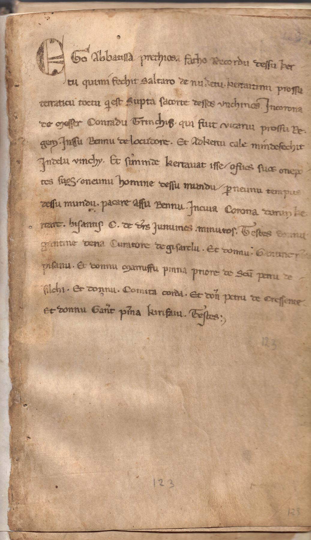 Condaghe di San Pietro di Silki, carta 123r: la badessa Preziosa risolve una lite Condaghe di San Pietro di Silki, carta 123r: la badessa Preziosa risolve una lite