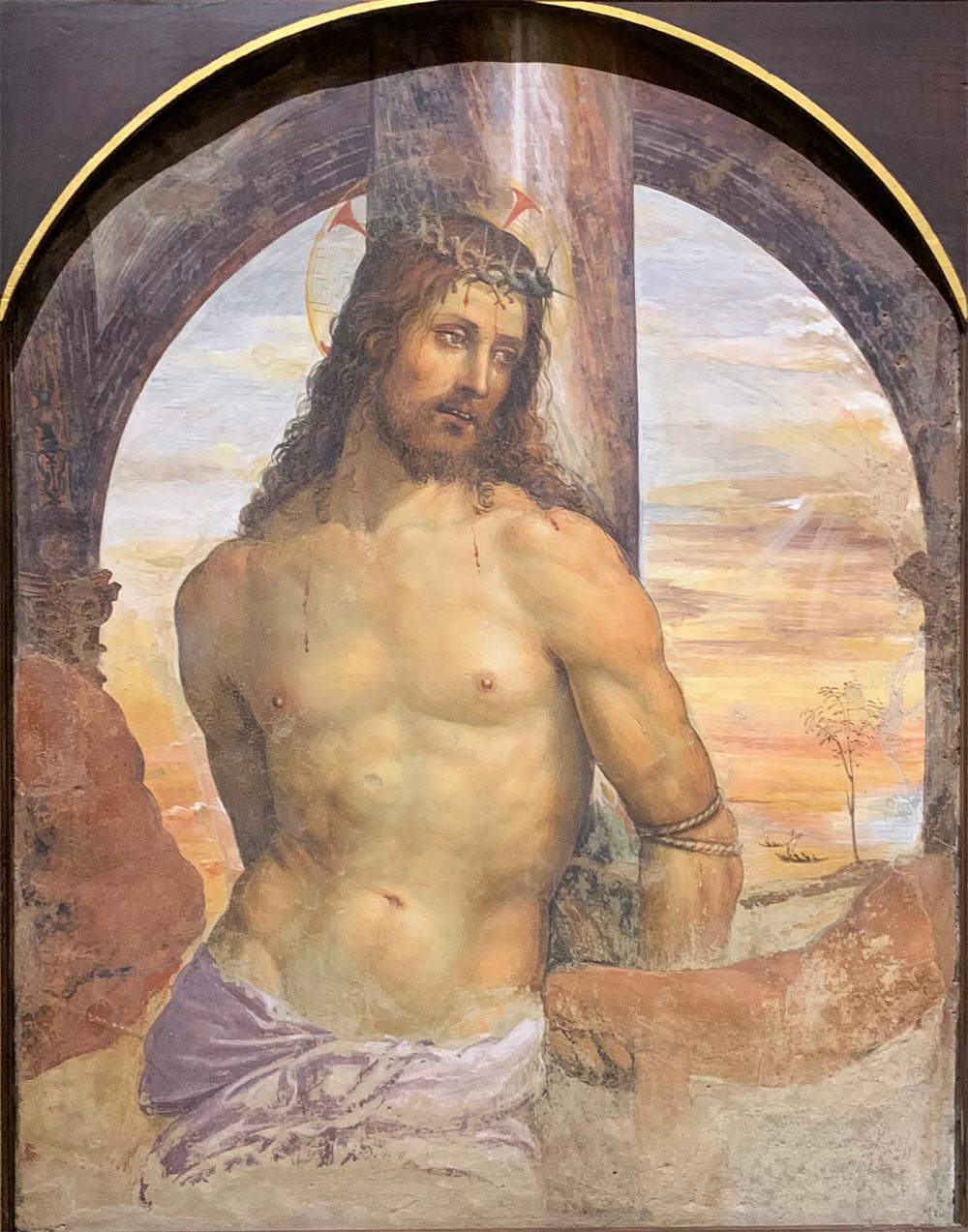 Giovanni Antonio Bazzi detto il Sodoma, Cristo alla colonna (1510-1515 circa; affresco staccato, 140 x 101 cm; Siena, Pinacoteca Nazionale) Giovanni Antonio Bazzi detto il Sodoma, Cristo alla colonna (1510-1515 circa; affresco staccato, 140 x 101 cm; Siena, Pinacoteca Nazionale)