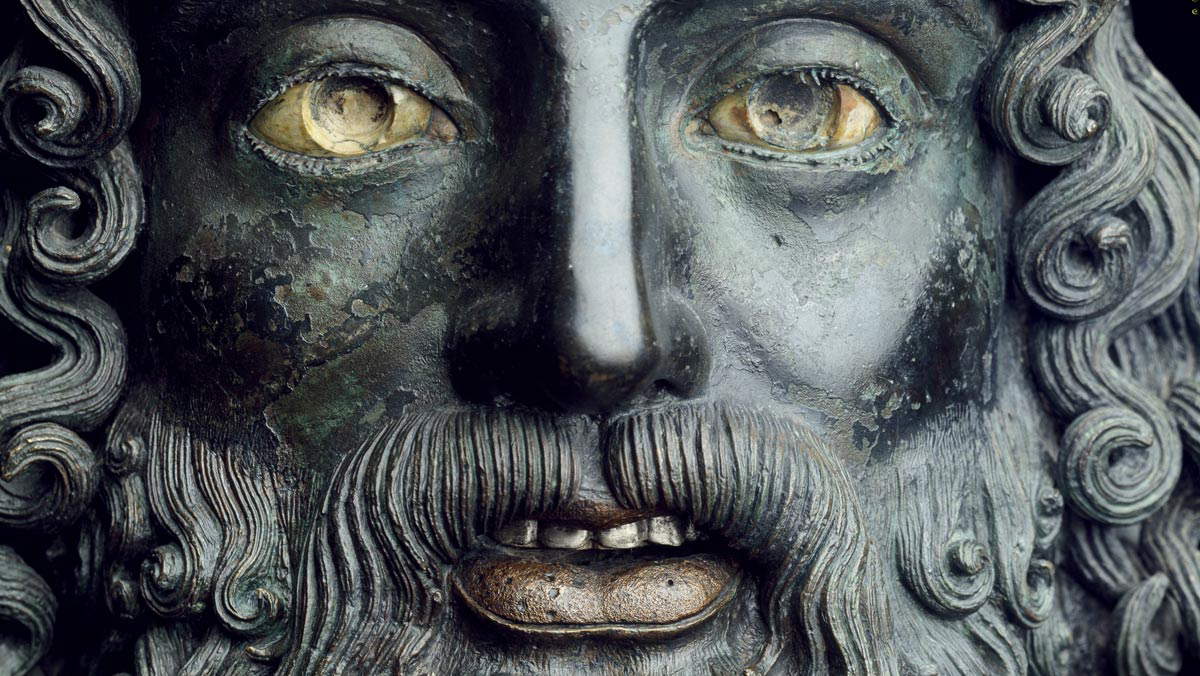 Dettaglio del volto del Bronzo A Dettaglio del volto del Bronzo A
