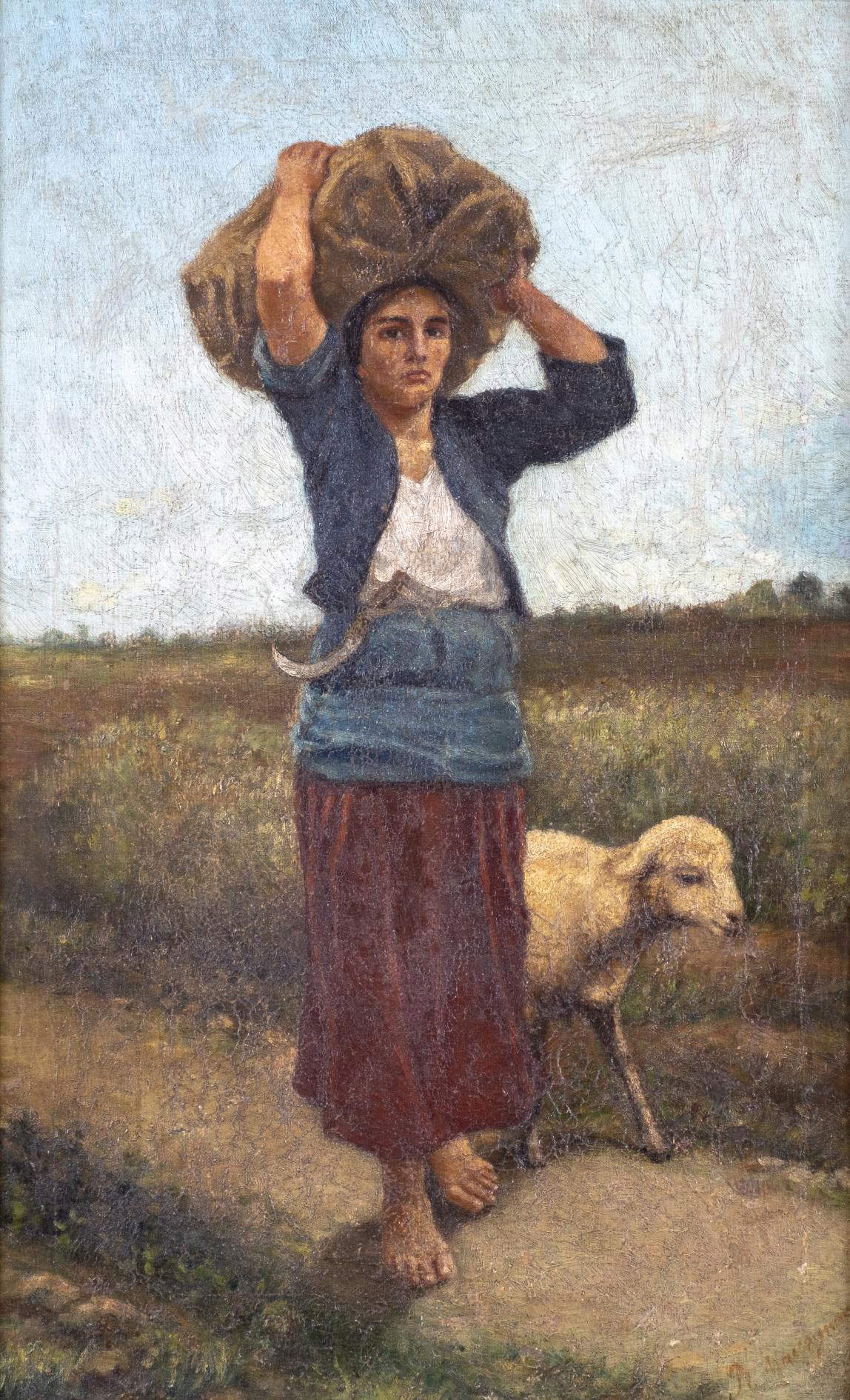 Raffaele Maccagnani, La Pastorella (post 1888; olio su tela, 68,5 x 43,5 cm; Lecce, Museo Sigismondo Castromediano). Foto di Raffaele Puce Raffaele Maccagnani, La Pastorella (post 1888; olio su tela, 68,5 x 43,5 cm; Lecce, Museo Sigismondo Castromediano). Foto di Raffaele Puce