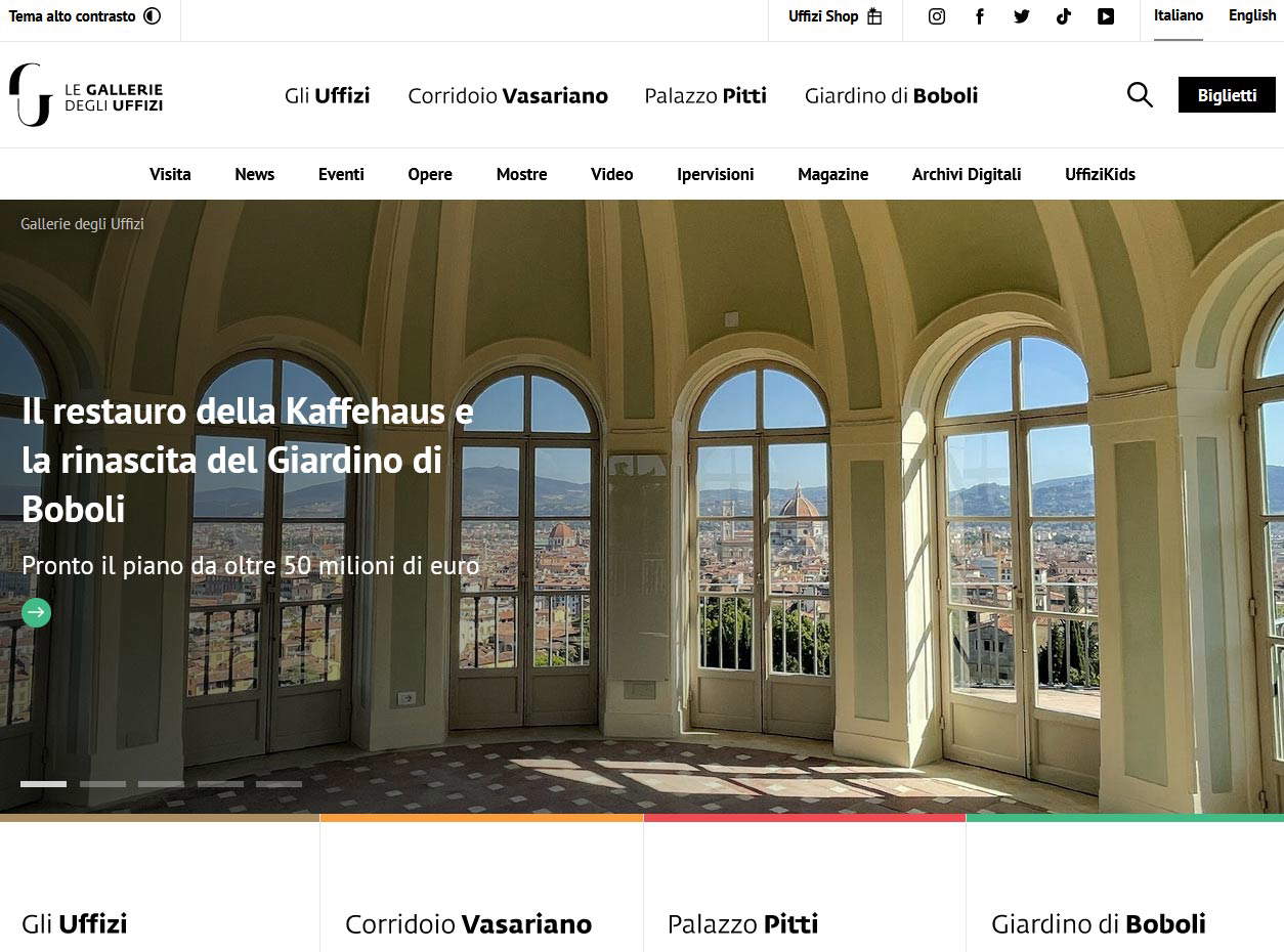 Die Website www.uffizi.it