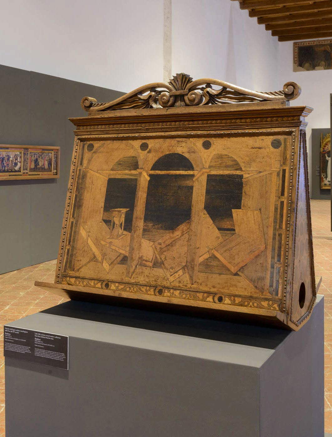 Meister aus umbrisch-marchigianischem Holz, Badalone (um 1490-1500; Intarsien und geschnitztes Holz, 240,5 x 135 cm; Gubbio, San Domenico) Meister aus umbrisch-marchigianischem Holz, Badalone (um 1490-1500; Intarsien und geschnitztes Holz, 240,5 x 135 cm; Gubbio, San Domenico)