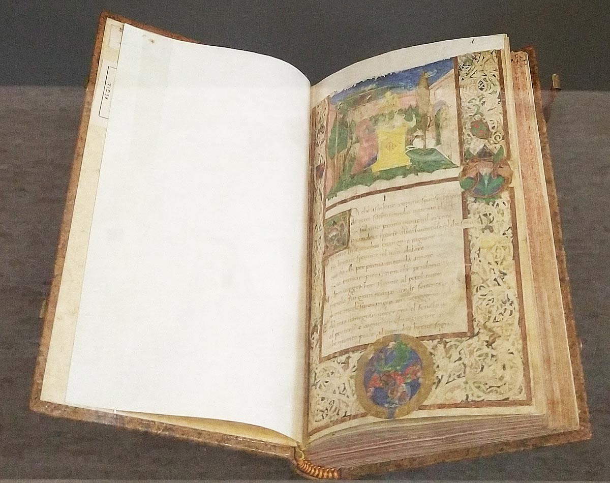 Francesco Petrarca, Rerum vulgarium fragmenta und Triumphi (um 1460 - 1473; häutige Handschrift, 239 x 140 mm; Rom, Biblioteca Angelica, Cod. 1405) Francesco Petrarca, Rerum vulgarium fragmenta und Triumphi (um 1460 - 1473; häutige Handschrift, 239 x 140 mm; Rom, Biblioteca Angelica, Cod. 1405)