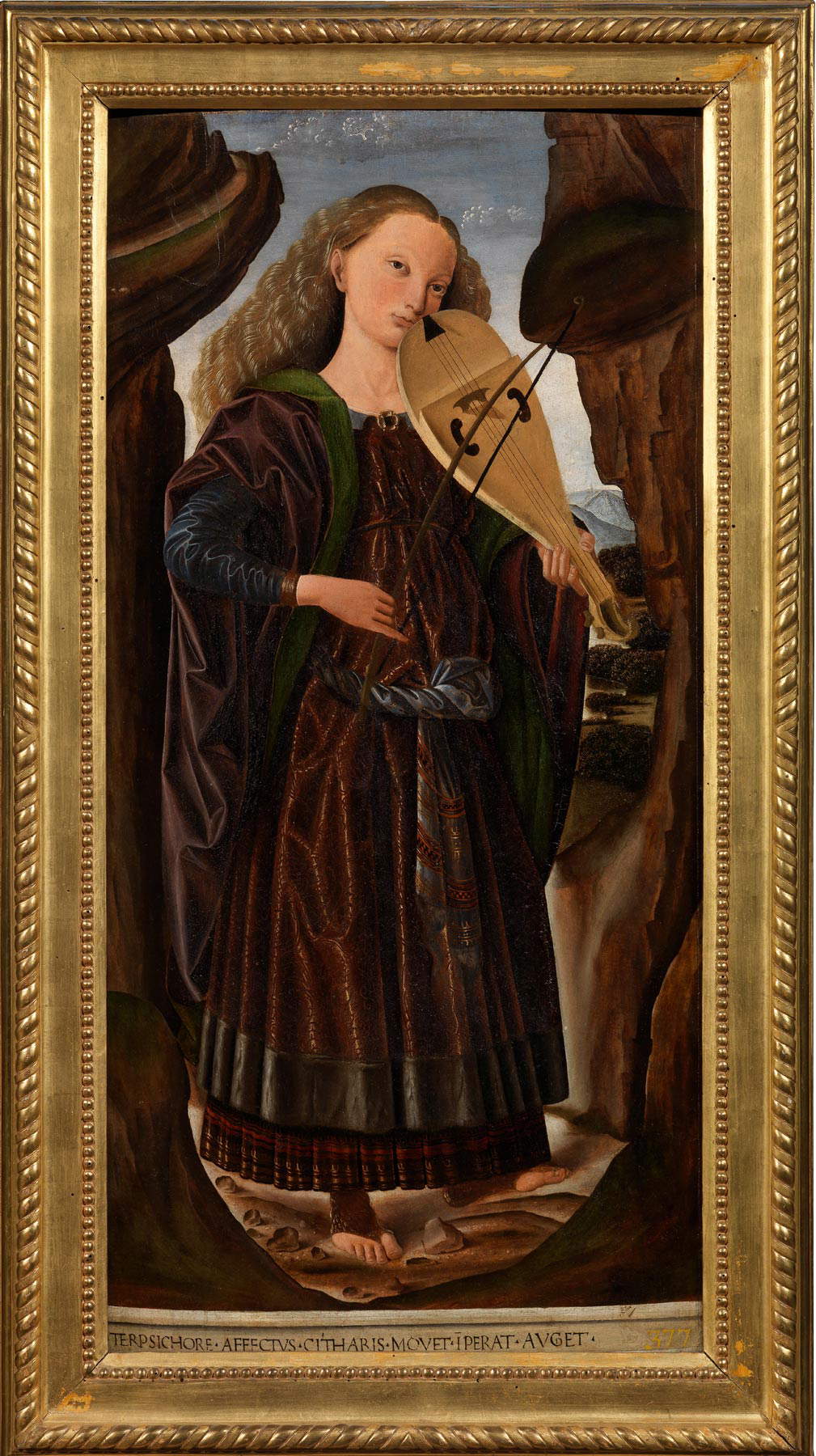 Giovanni Santi, Tersicore (1480; Tafel, 82 x 39 cm; Florenz, Palazzo Corsini) Giovanni Santi, Tersicore (1480; Tafel, 82 x 39 cm; Florenz, Palazzo Corsini)