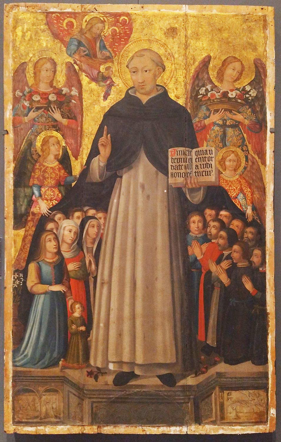 Iacopo Bedi (?), übermalt von Federico Brunori, genannt Brunorino, Hl. Vinzenz Ferrer, Christus, Empfohlen und vier Engel (um 1455-1460; Tempera und Gold auf Tafel, 211 x 128 cm; Gubbio, San Domenico) Iacopo Bedi (?), übermalt von Federico Brunori, genannt Brunorino, Hl. Vinzenz Ferrer, Christus, Empfohlen und vier Engel (um 1455-1460; Tempera und Gold auf Tafel, 211 x 128 cm; Gubbio, San Domenico)