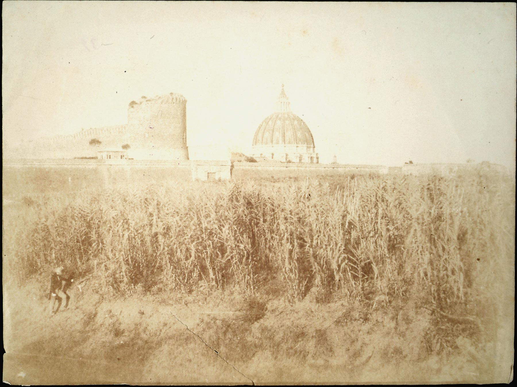 Stefano Lecchi, Mura leonine (1849; carta salata da calotipo, 164 x 224 mm; Roma, Biblioteca di Storia Moderna e Contemporanea)