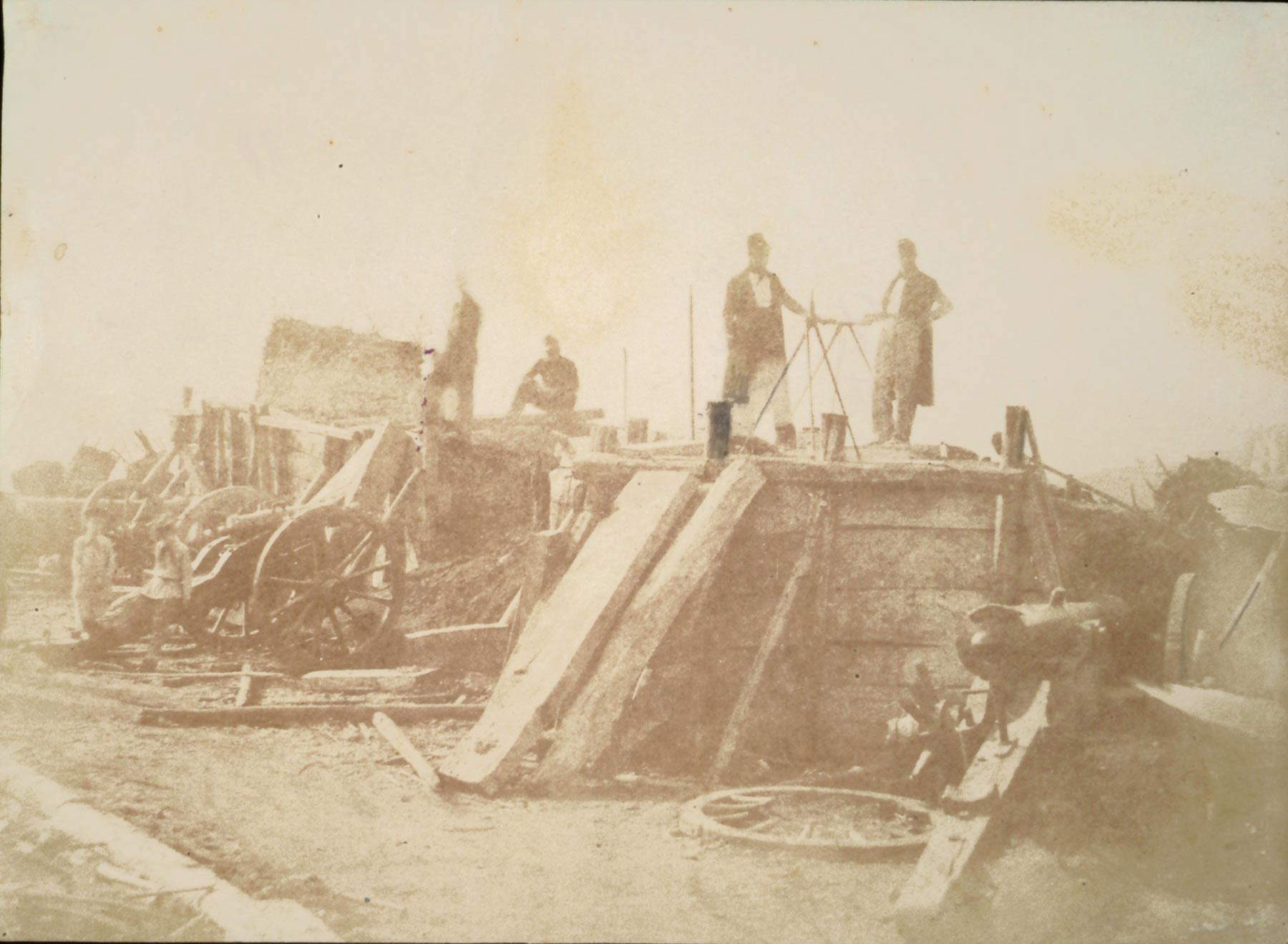 Stefano Lecchi, Batteria alla cinta aureliana (1849; carta salata da calotipo, 162 x 221 mm; Roma, Biblioteca di Storia Moderna e Contemporanea)