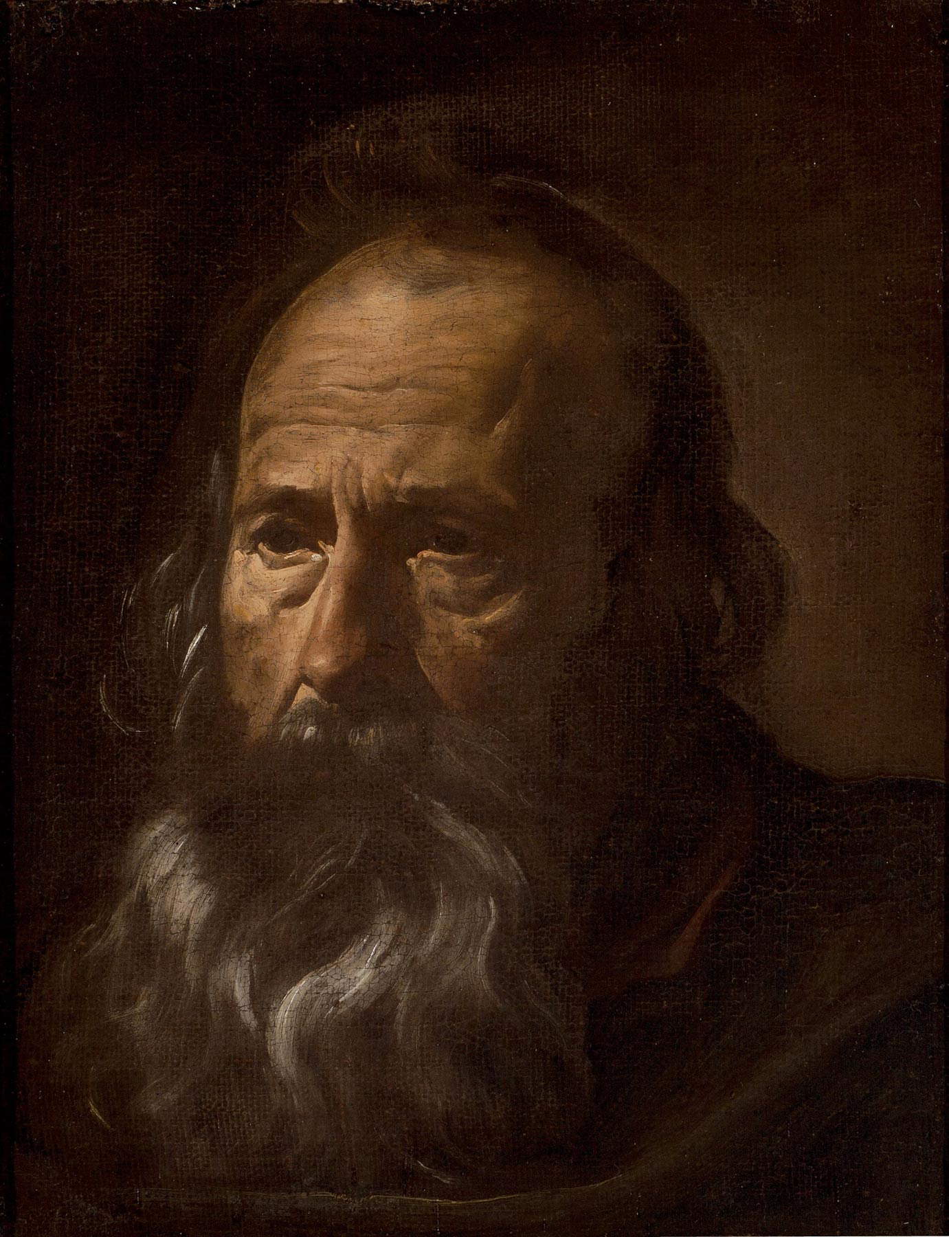 Diego Vel&aacute;zquez, Tête d'apôtre (vers 1619-1620 ; huile sur toile ; Séville, Museo de Bellas Artes, dépôt du musée du Prado)