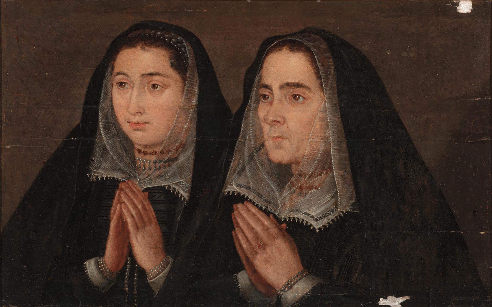 Francisco Pacheco, Portrait de la femme de Miguel Jer&oacute;nimo et de sa fille (1612 ; huile sur panneau ; Séville, Museo de Bellas Artes)