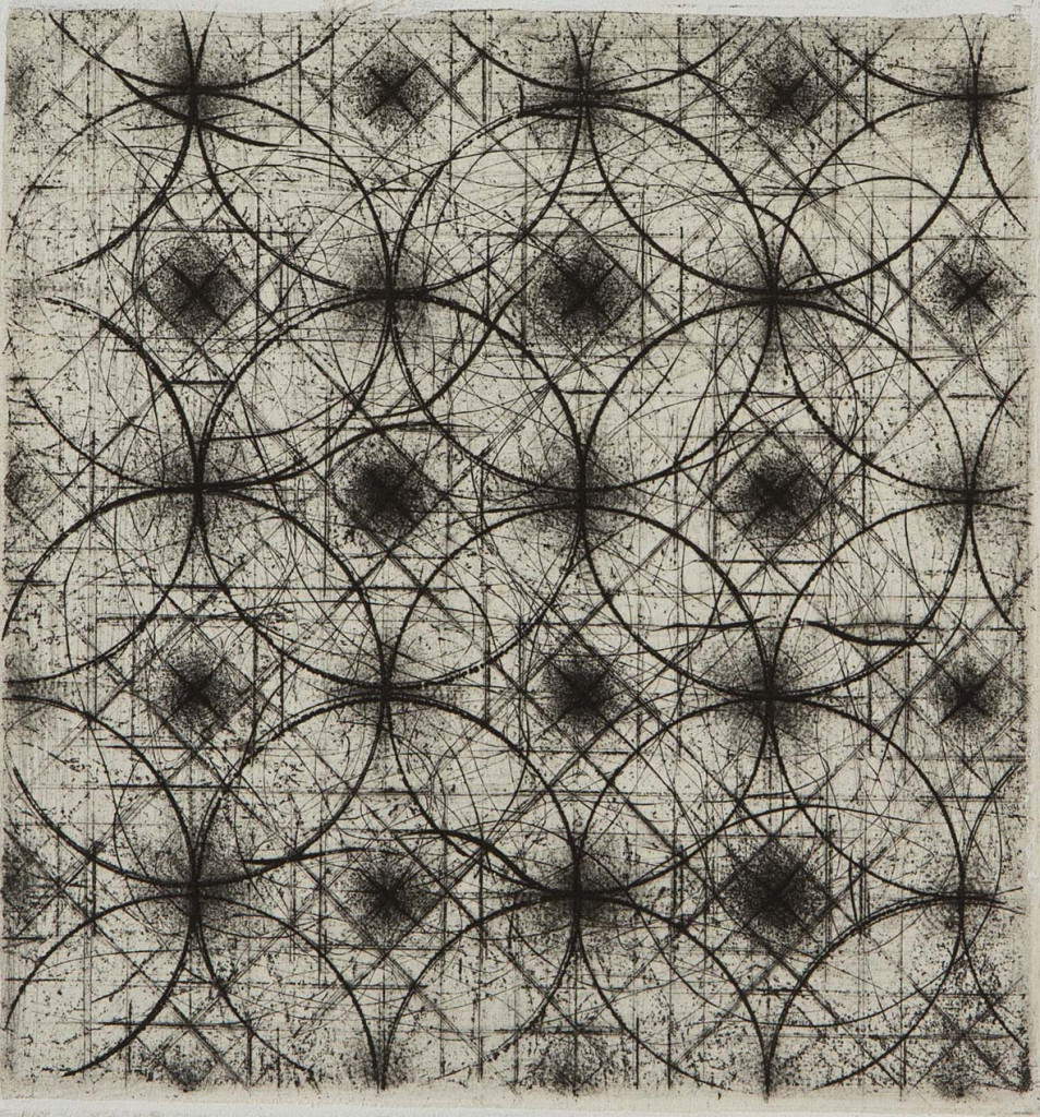 Guido Strazza, Segni di Roma - Cosmati (1990; acquatinta, acquaforte, puntasecca e rotella, 137 x 143 mm; Roma, Accademia Nazionale di San Luca)