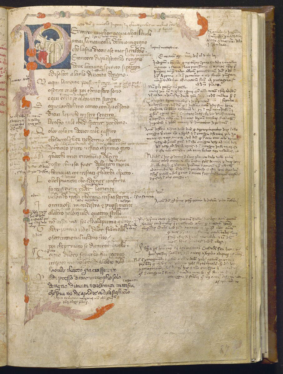 Divina Comedia conocida como Dante Filippino, Incipit del Purgatorio (c. 1355-1360; pergamino, 276 x 191 mm; Nápoles, Biblioteca Statale Oratoriana dei Girolamini, CF 2.16, c. 87r) Divina Comedia conocida como Dante Filippino, Incipit del Purgatorio (c. 1355-1360; pergamino, 276 x 191 mm; Nápoles, Biblioteca Statale Oratoriana dei Girolamini, CF 2.16, c. 87r)