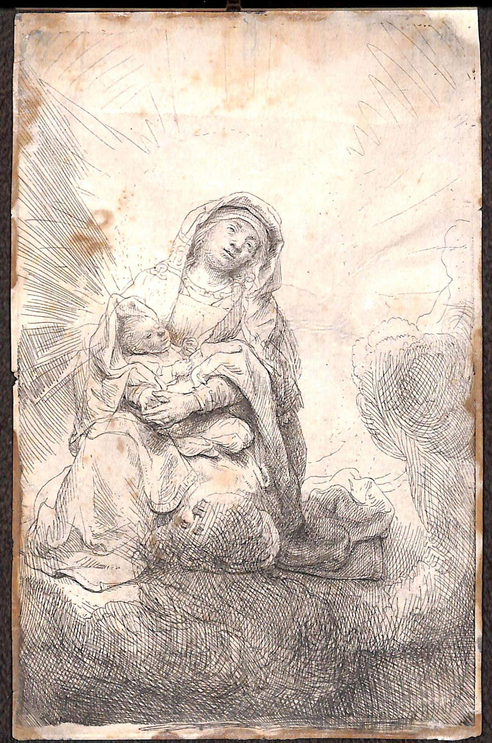 Rembrandt, Madonna col Bambino fra le nuvole (1641; acquaforte e puntasecca, 168 x 106 mm; Cremona, Biblioteca Statale)