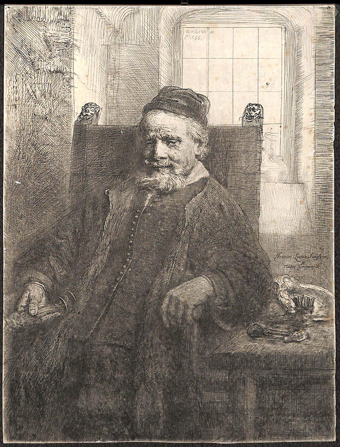 Rembrandt, Ritratto di Jan Lutma (1656; acquaforte, puntasecca e bulino, 196 x 149 mm; Cremona, Biblioteca Statale)