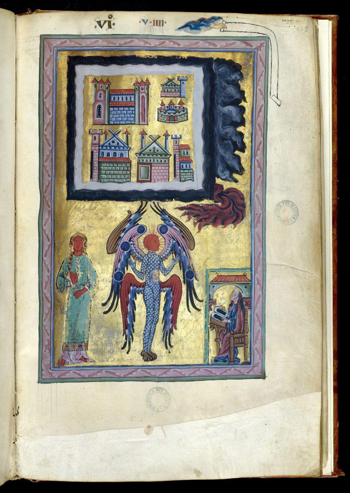 Scriptorium renano, Liber divinorum operum di Ildegarda di Bingen, nona visione (secondo-terzo decennio del XIII secolo; pergamena, 390 x 255 mm; Lucca, Biblioteca Statale, ms. 1942, c. 135r) Scriptorium renano, Liber divinorum operum di Ildegarda di Bingen, nona visione (secondo-terzo decennio del XIII secolo; pergamena, 390 x 255 mm; Lucca, Biblioteca Statale, ms. 1942, c. 135r)