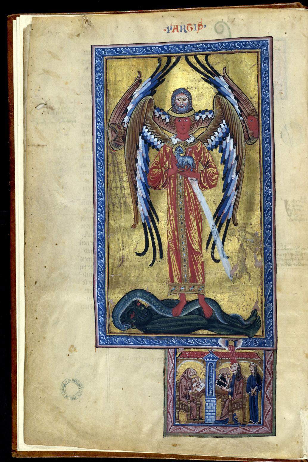 Scriptorium renano, Liber divinorum operum di Ildegarda di Bingen, prima visione (secondo-terzo decennio del XIII secolo; pergamena, 390 x 255 mm; Lucca, Biblioteca Statale, ms. 1942, c. 1v) Scriptorium renano, Liber divinorum operum di Ildegarda di Bingen, prima visione (secondo-terzo decennio del XIII secolo; pergamena, 390 x 255 mm; Lucca, Biblioteca Statale, ms. 1942, c. 1v)