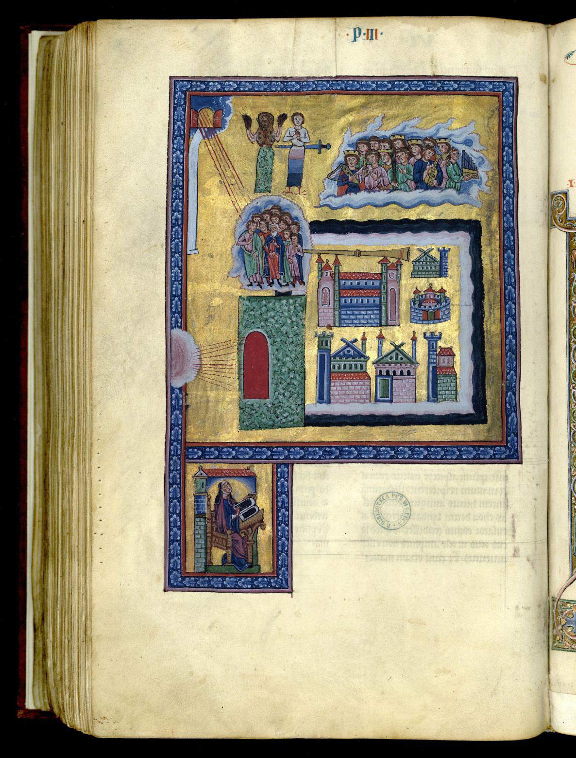 Scriptorium renano, Liber divinorum operum di Ildegarda di Bingen, settima visione (secondo-terzo decennio del XIII secolo; pergamena, 390 x 255 mm; Lucca, Biblioteca Statale, ms. 1942, c. 121v) Scriptorium renano, Liber divinorum operum di Ildegarda di Bingen, settima visione (secondo-terzo decennio del XIII secolo; pergamena, 390 x 255 mm; Lucca, Biblioteca Statale, ms. 1942, c. 121v)