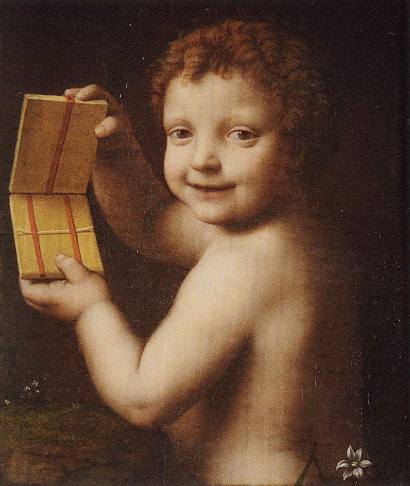 Bernardino Luini, Bambino con in mano un giocattolo (1527-1530; Peterborough, Elton Hall, Proby Collection) Bernardino Luini, Bambino con in mano un giocattolo (1527-1530; Peterborough, Elton Hall, Proby Collection)