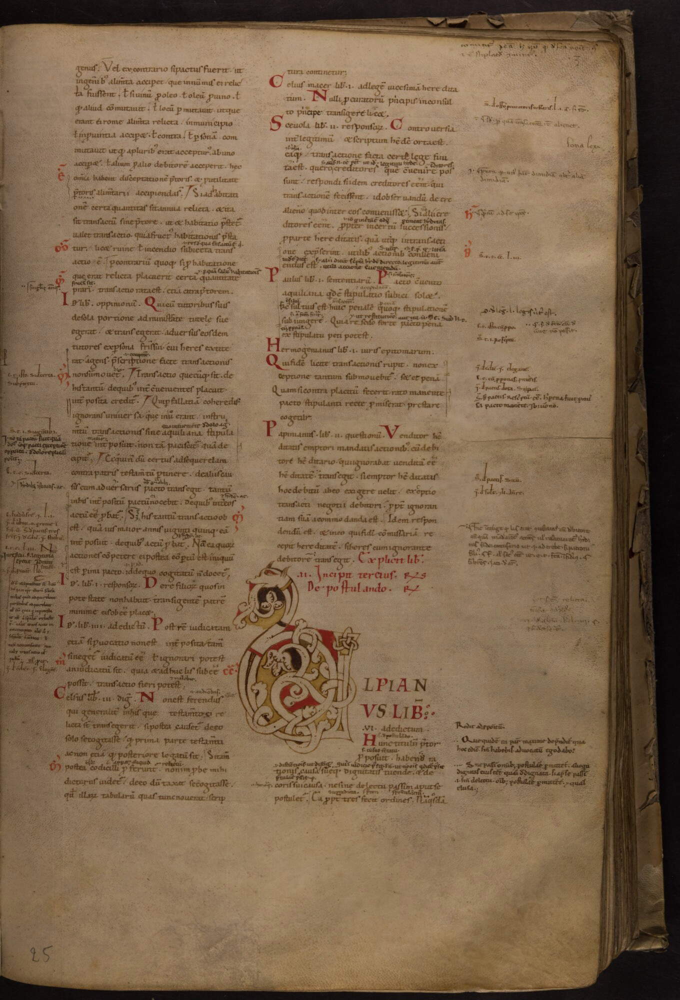 Emilian Scriptorium, Digestum vetus, Initiale mit Hundekopfprotom (erste Hälfte 12. Jahrhundert; Pergament, 361 x 223 mm; Padua, Universitätsbibliothek, ms. 941, c. 25r) Emilian Scriptorium, Digestum vetus, Initiale mit Hundekopfprotom (erste Hälfte 12. Jahrhundert; Pergament, 361 x 223 mm; Padua, Universitätsbibliothek, ms. 941, c. 25r)